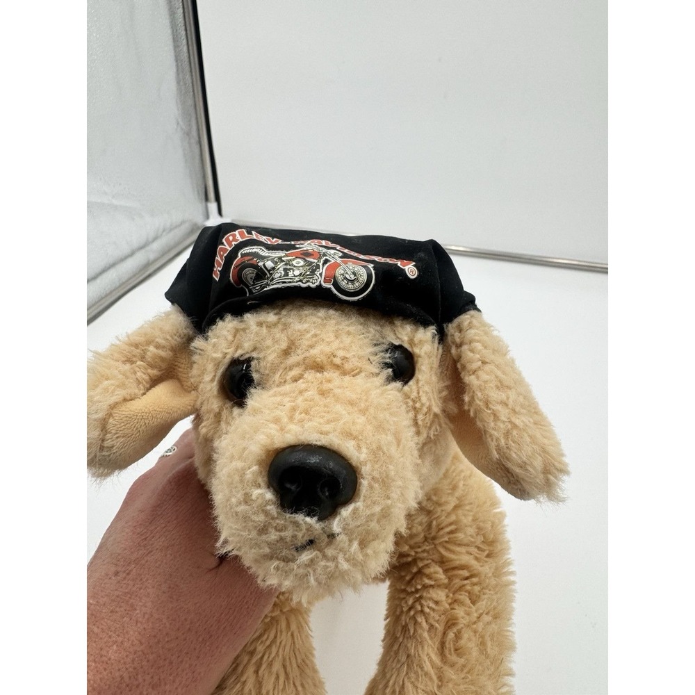 Harley Davidson 12" Plush  Golden Retriever Stuffed Animal Bandana Biker Dog Toy - Picture 7 of 7